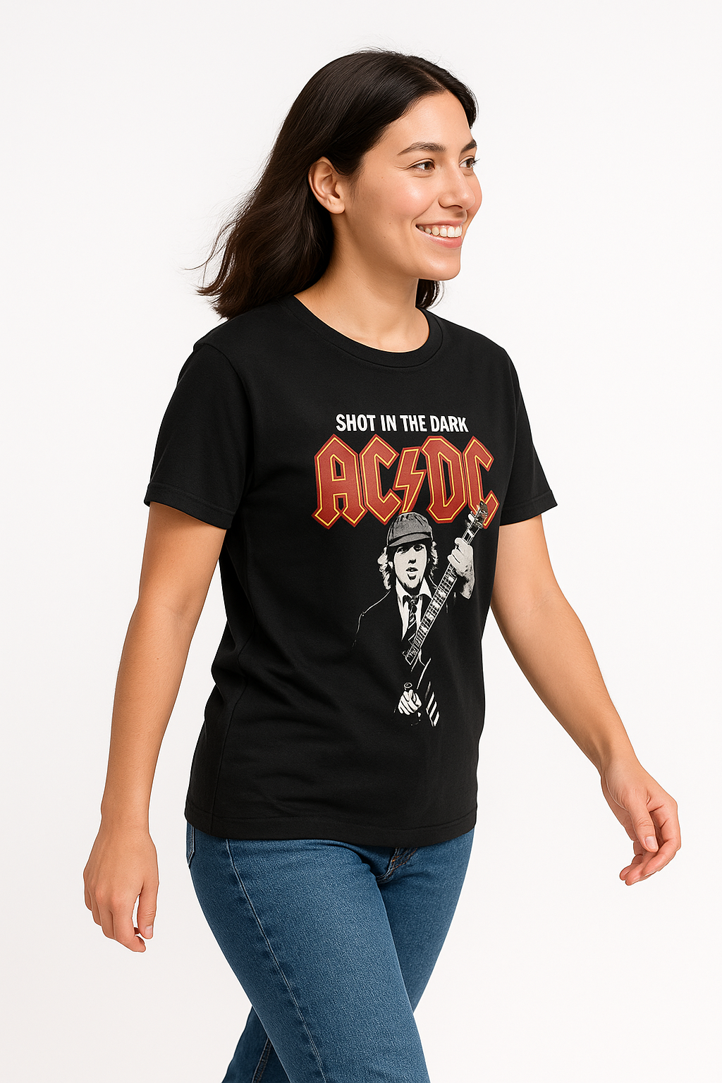 Unisex Black Graphic T-Shirt – ACDC "Shot in the Dark" Printed Tee (100% Cotton)
